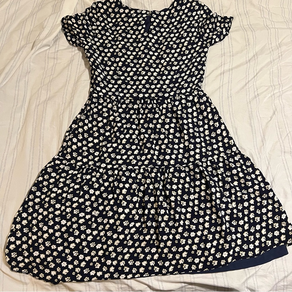 J. Crew Navy and White Floral Dress Women’s Size 2 - Picture 3 of 6